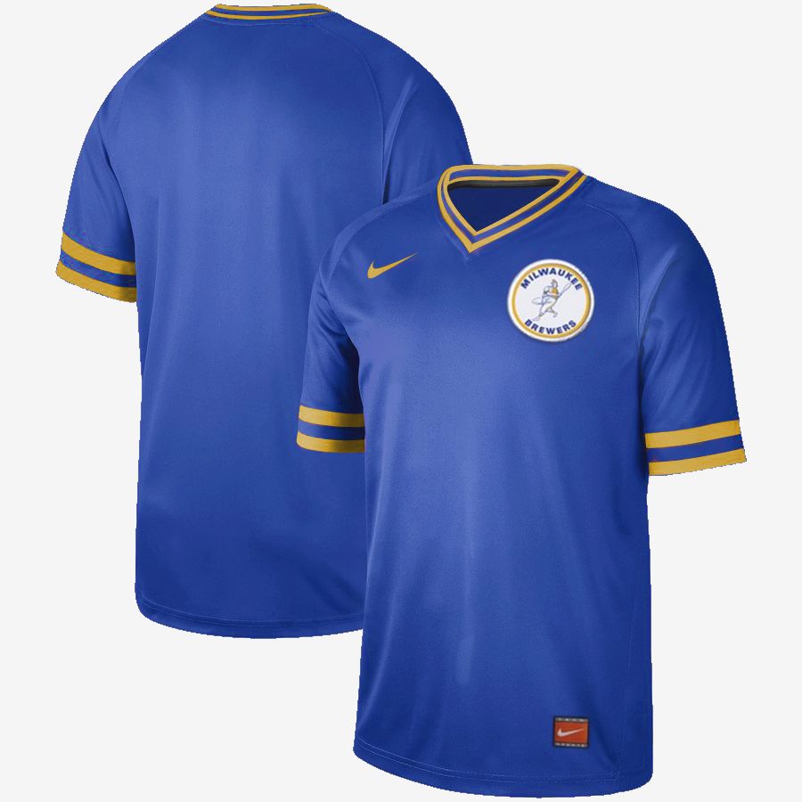 2019 Men MLB Milwaukee Brewers blank blue Nike Cooperstown Collection Jerseys